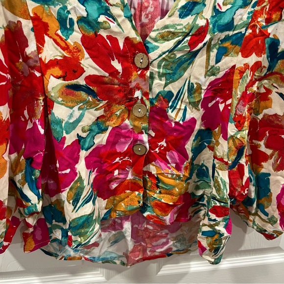 Vici Collection Tropicana Floral Kimono Top Size Small Colorful Button Front - Picture 5 of 8